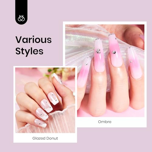 Image of Beetles Nude Gel Nail Polish - 15ml Nude Purple Jelly Gel Polish Neutral Nail Polish Nail Concealer Sheer Translucent Effect Soak Off UV French Nail Art Manicure Salon DIY Gifts for Women