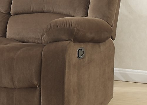 AC Pacific Bill Collection Modern Fabric Upholstered Living Room Reclining Loveseat with Padded Pillow Top Armrests, Brown
