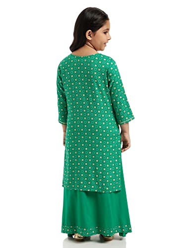Image of Amazon Brand - Jam & Honey Rayon Girl Festive Printed Salwar Suit Set Which Is Both Comfortable And Stylish