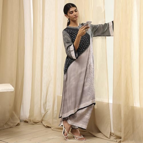 Image of BIBA Women Viscose Rayon Straight Printed Suit Set