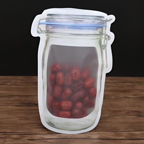 Image of Oblivion Kitchen Storage & Containers: Big Plastic Transparent Jar Shaped Standup Pouch with Zipper for Packing Dry Fruits, Nuts & Snacks (1000ml-Pack of 5)