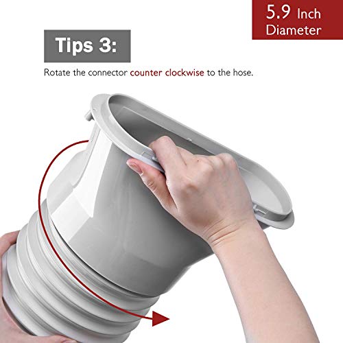Image of TURBRO Portable Air Conditioner Universal Exhaust Hose - 5.9 Inch Diameter, 78 Inch Length, Anti-Clockwise Thread, White (707-90-013) | for Portable AC Units, Anti-Clockwise Thread, White, Sturdy, No-odor PP Construction