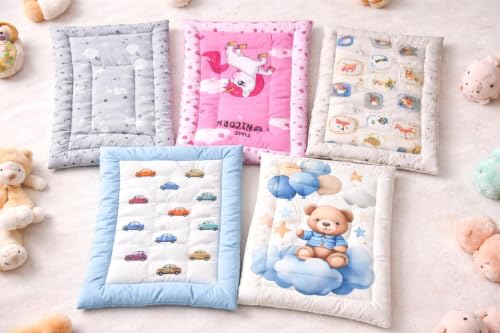 Image of SHOPPOFOBIX New Born Baby Godadi Pack of 3 Combo Set, Soft Cotton godi| Baby Mats | Babys Bed | Crib Sheet | Cartoon Mats Babys Godadi | Bedding Mats Set (3)
