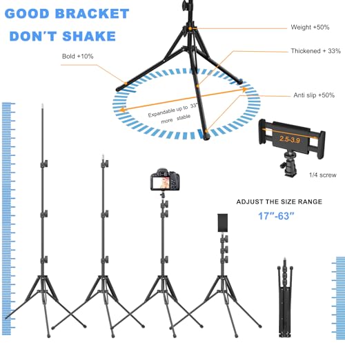 Image of Ring Light 18 inch with Stand, 55w 6700K LED Light,63 inch Tripod,Multi-Angle Adjustable Phone Stand, for iPhone and Android Phones, CRI95, Suitable for YouTube, TikTok, Selfies (White, 18 inch)