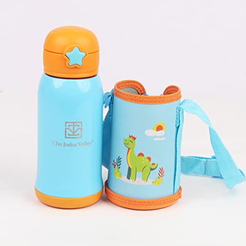 Image of The Indus Valley Pro-Hydro Vacuum Insulated Kids Sippy with 2 Lids | Food Grade Stainless Steel | Leak Proof | BPA Free (450 ml, Light Blue)