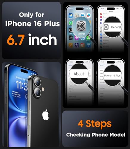 Image of ShieldTech Back Case Cover Compatible to Apple iPhone 16 Plus with Sliding CamShield | Acrylic + TPU Case Cover for Apple iPhone 16 Plus /iPhone 16 Plus | Black & Transparent
