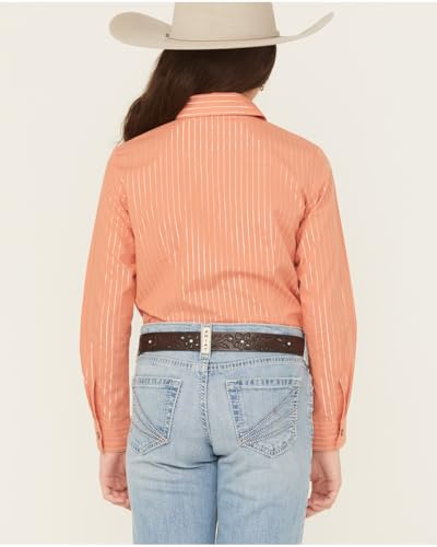 Cruel Girl Girls' Long Sleeve Metallic Stripe Western Coral Snap Shirt4