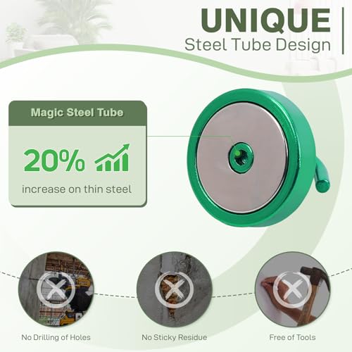 Image of Neosmuk Magnetic Hooks Steel Tube Design for Cruise,100lb+ Green,10 Pack