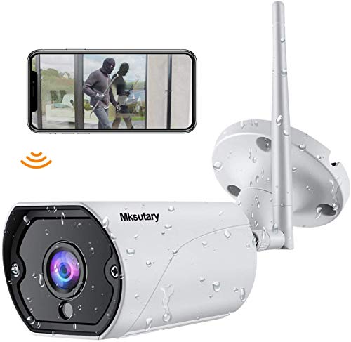 Cámara IP Exterior, Camara IP WiFi 1080p, Cámara Vigilancia Exterior WiFi Visión Nocturna Audio de 2 Vías Detección de Movimiento Monitorización Remota vía PC/Smartphone/Tableta