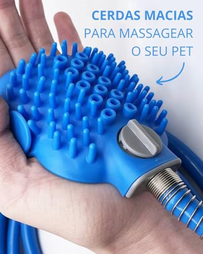 Mangueira para Banho Pet Cachorro com Escova Massageadora