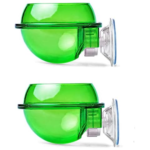 Achicklead 2 Pack Sucker Reptile Feeder, Reptile Ledge Feeder Sucker Worm Tray Gecko Feeder Chameleon Bowl for Lizard Bearded Dragon Reptile,Green Cover