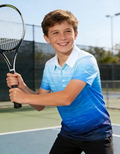 Cuddomper Boys Polo Shirt Fashion Golf Clothes Blue Sea Wave 13-146 Years - image 6