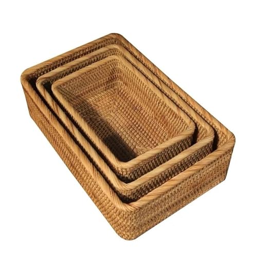 DFGHNBVC Cesta De Frutas, Paquete De 3, Cesta De Frutas Tejida De Mimbre, Cestas De Frutas Rectangulares, Soportes para Servir Alimentos para Verduras, Hogar, Cocina, Restaurante,