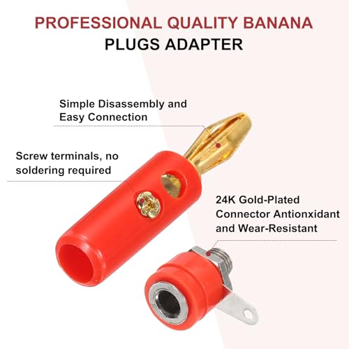 Set de 20 pares de conectores banana 4mm chapados en oro miniatura 3