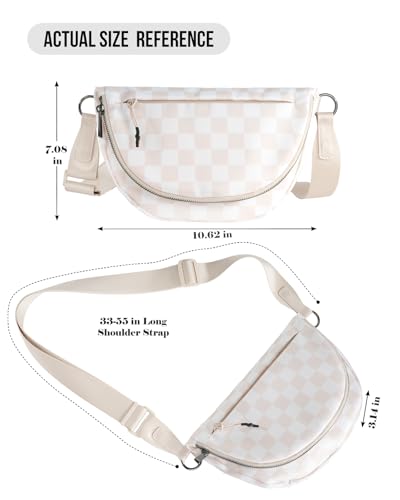 Checkered Crossbody Messenger Bag, Black and White Pattern, Adjustable Shoulder Strap4