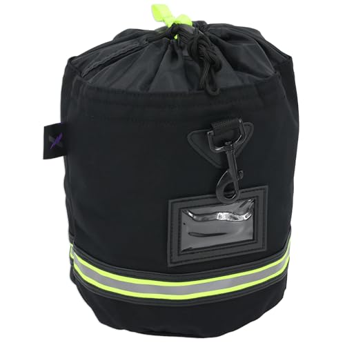 Lightning X Firefighter SCBA Mask Bag Premium Nylon Fleece Lined Drawstring Facepiece Storage with Swivel Snap Hook Air Pack Mask Protector Gear (Black)