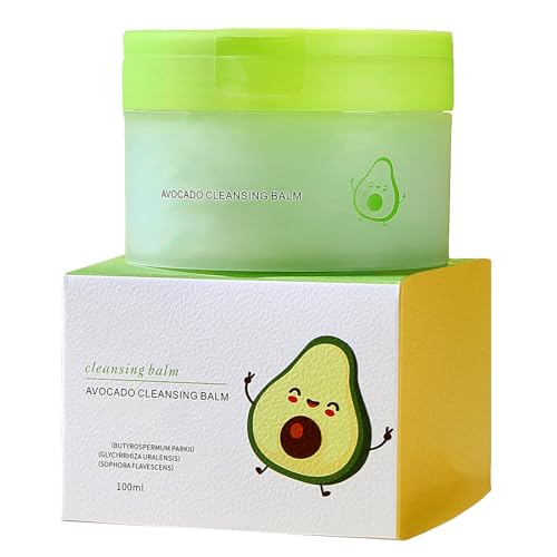 Bálsamo Limpiador Facial de Aguacate,Cremas de Limpieza de Maquillaje Natural,Bálsamo de Limpieza Facial,Bálsamo Limpiador Desmaquillante de Limpieza Profunda Suave Refrescante,100g