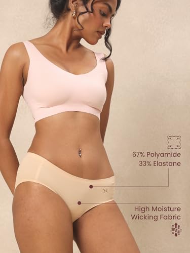 Image of Krvvy Breeze Hipster Underwear for Women | Seamless Mid Waist Panties with Super Stretchable Fabric | Odourless Ventilation | InvisiSoft Edges