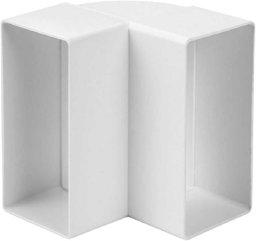 220x55mm Duct Connector - 90° Vertical Elbow Bend - Rectangular Flat PVC Ducting