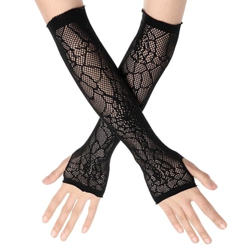 PANHDK Fashionable Spiderweb Pattern Gloves Elastic Soft Polyester Fabric Party Props Cosplay Costume Accessories Halloween Party Gl