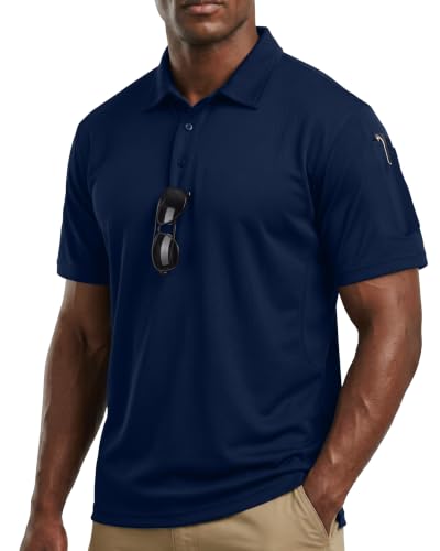 Pique Jersey Mens Polo Shirt UPF 50+ Quick Dry...