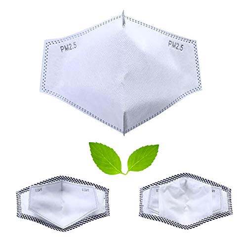 50 Pcs 3D Activated Carbon Filters 5 Layers PM2.5 Replaceable Filter Paper Protective Mouth Filter for Face Cotton Cover