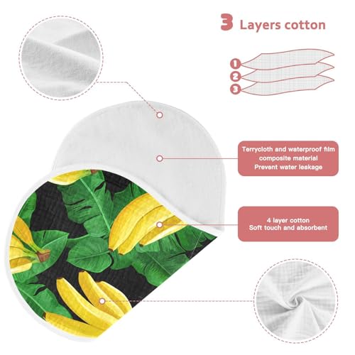 J JOYSAY Banana Leaf Black Baby Burp Cloths for Boys Girls Large 22''x11'' Cotton 4 Layer Baby Items Must Haves for Drool Newborn one sizex43