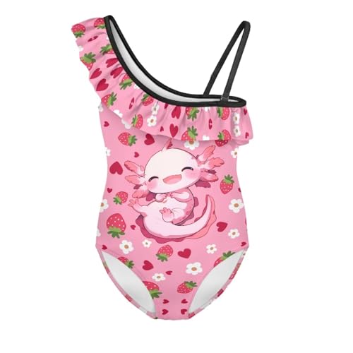 Image of Girls One Piece Swimsuit Ruffled Halter Bathing Suit with Adjustable Strap Beach Sport Swimwear for 3-14 Years