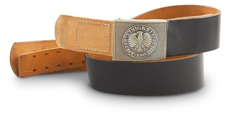 HQ ISSUE German Military Surplus Black Leather Belt, Used