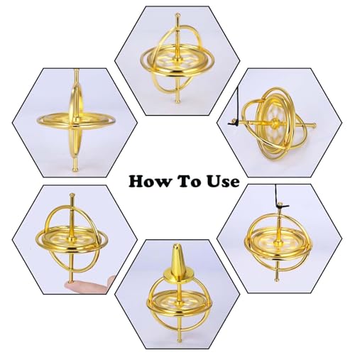 Image of Gyroscope, Premium Metal Stress Relief Gyroscope Toy, Floating Physics Toy for Adults and Kids, Desktop Gyroscopes in Rose Gold