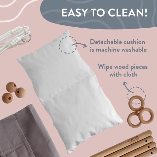 Monkey & Mouse Baby Swing Seat, Secure Canvas And Wooden Hanging Swing Chair For Baby, Infant, Toddler, Kids Toys - Indoor And Temporary Outdoor Hammock For Indoor Playground, Tree Swings Or Backyard #TOP6