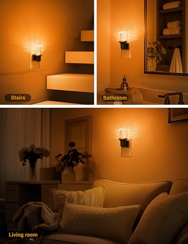 Image of JandCase LED Night Light Amber, Dimmable Night Lights Plug into Wall, Modern Nightlight with Auto On Off Light Sensor, Amber Night Light 0-100LM Brightness for Bathroom Hallway Bedroom Decor
