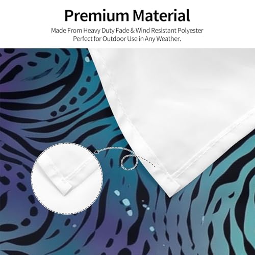 Drapeau extérieur imprimé zèbre bleu double face de 1,2x1,8 m avec œillets pour maison
