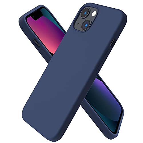 Image of ORNARTO Compatible with iPhone 2021 Case 6.1A inch,Liquid Silicone Gel Rubber Phone Case,Slim and Soft 3 Layers Full Covered Soft Gel Rubber with Microfiber Case Cover-Navy Blue