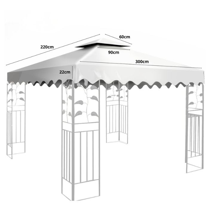 San Marco Telo di Ricambio per Gazebo 3x3 mt Bianco da 180 gr/mq, Resistente ai Raggi UV, Resistente alla Pioggia, completo di Camino Antivento