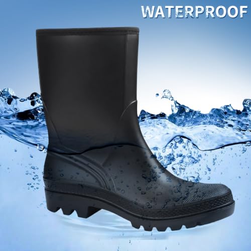 Image of DKSUKO Women's Waterproof Rain Boots Mid Calf Rubber Garden Farm Boots