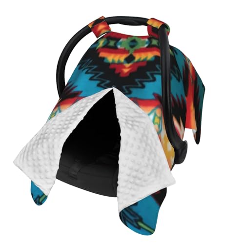 Southwestern Native American ​Baby Car Seat Cover & Nursing Cover - Breathable Stretch Fabric Multi-Use for Breastfeeding, Stroller Sunshade, Shopping Cart Cover​