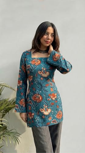 Image of ANNI Designer Women's Viscose Blend Printed Short Kurti | Short Kurti for Women | Stylish Kurti for Woman | Trendy Short Kurtis for Woman | Kurti Kurtas for Woman