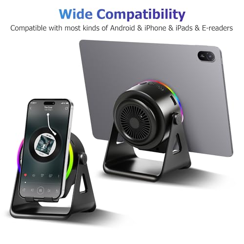 Wireless Induction Bluetooth Speaker, 4-in-1 with 360° Rotating Phone Holder and RGB Ambient Light, High-Definition Surround Sound (Black) — view 6