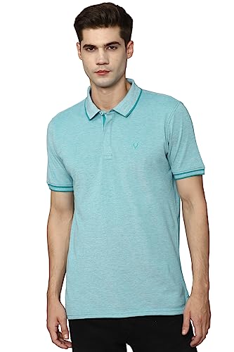 Allen Solly Men’s Pastel Shade Polo T‑Shirt | Bird’s Eye Knit Tex...