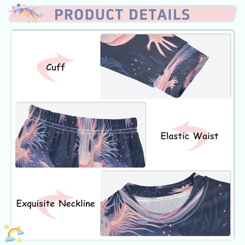 Pajama Sets Long Sleeve Aquatic Creatures with Glow Soft Comfy Sleepwear 2 Piece PJS 3-8T4
