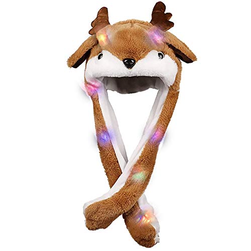 Felpa Animal Ear Hat Conejo Oreja móvil con Airbag Cap Ears LED...
