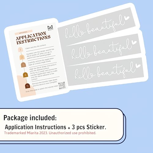 Image of Miarita 3X Hello Beautiful Rearview Mirror Decal, Cute Car Decals for Women, Car Stickers and Decals, Rear View Mirror Sticker, Rearview Mirror Accessories (Hello Beautiful White)