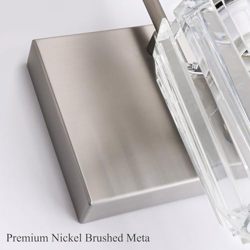 Image of Ralbay 4-Light Crystal Vanity Light for Bathroom Brushed Nickel Modern Bathroom Light Fixtures