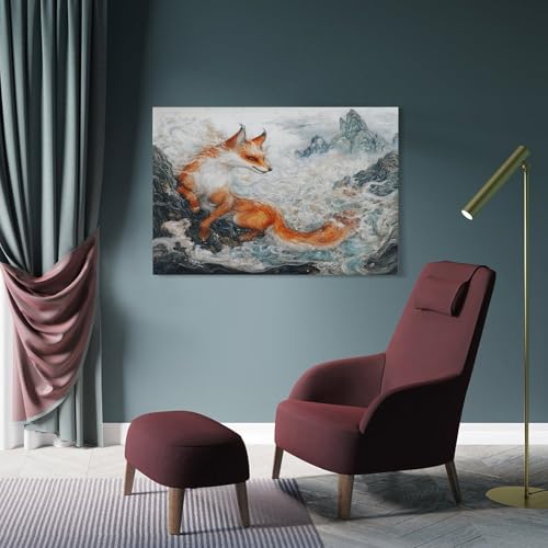 Impression giclée sur toile de renard de qualité artistique