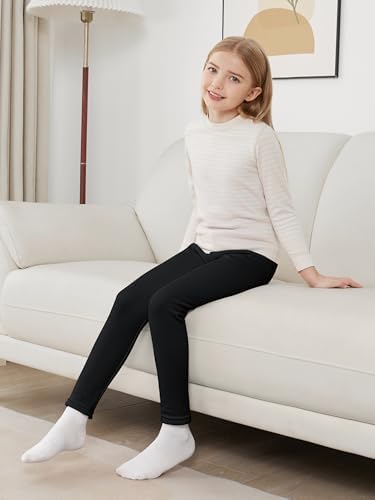 Girls Fleece Lined Leggings Cotton Kids Winter Warm Leggings Thick Thermal Tights Pants - Image 6