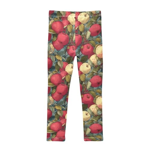 Girls Leggings Vintage Apples Fruit Leaves Soft Toddler Leggings for Girls Kids Pants Size 4T-10T2