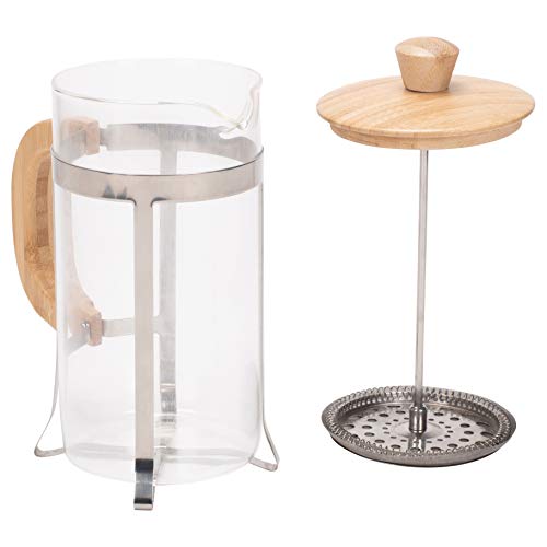 Natural Grain 1 Liter Large Glass and Bamboo French Press Coffee and