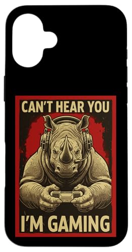 Can't Hear You Im Gaming Rhino �ʔ����Q�[�}�[�A�[�g �����Y ���f�B�[�X �X�}�z�P�[�X iPhone 16 Plus �p