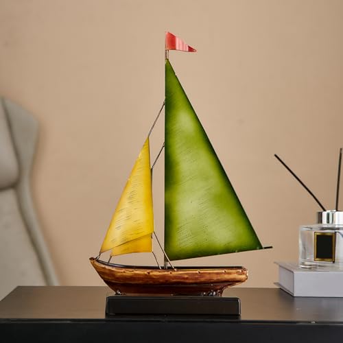 Figura Decorativa de Barco de Metal Artesanal 11" miniatura 7